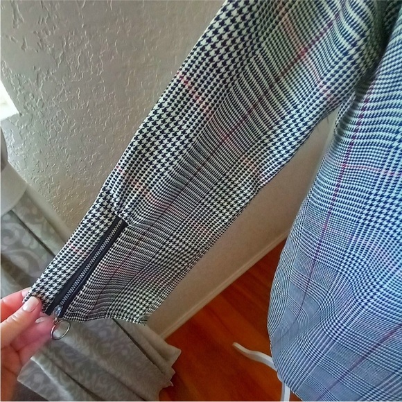 ZARA Black and White Houndstooth Collared Shift Dress - Picture 10 of 14